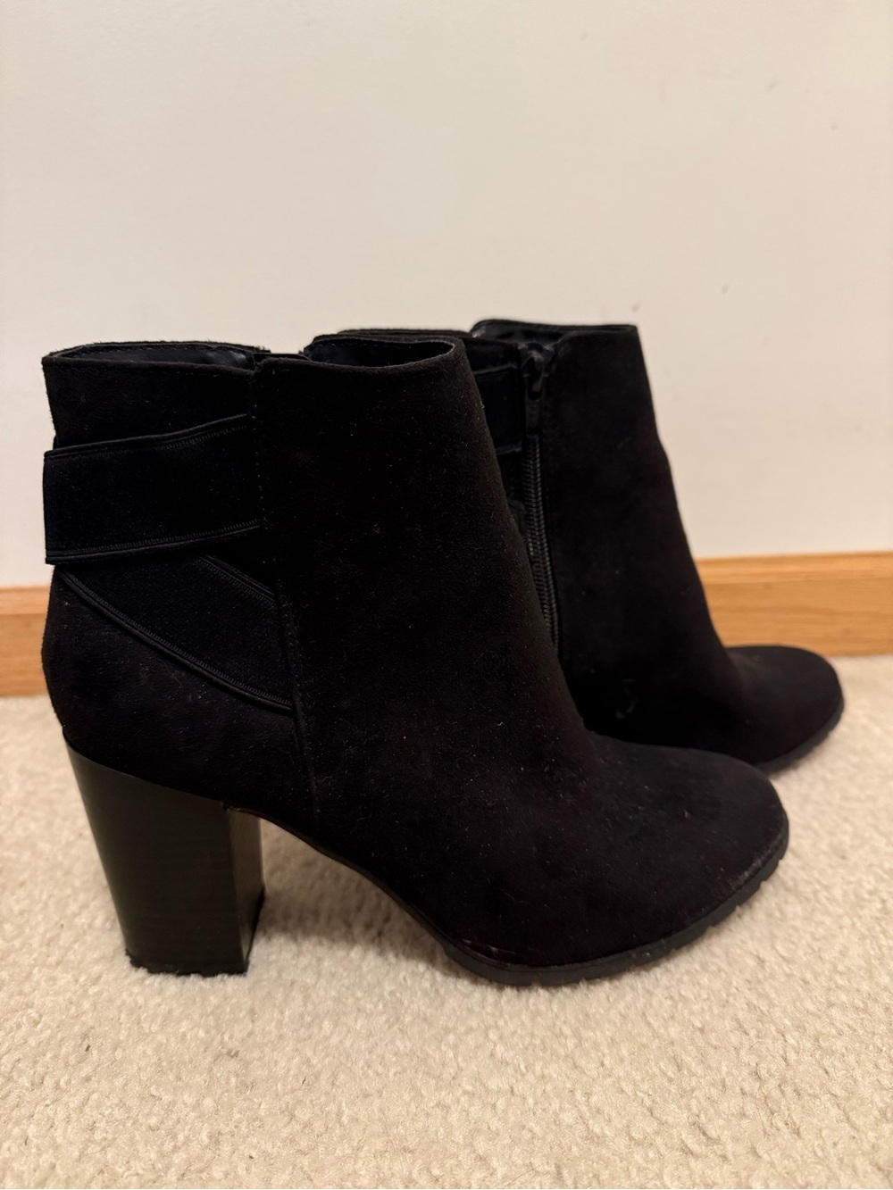 a new day Black Suede Ankle Heeled Booties